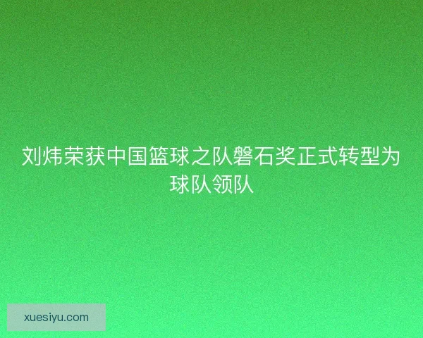 刘炜荣获中国篮球之队磐石奖正式转型为球队领队