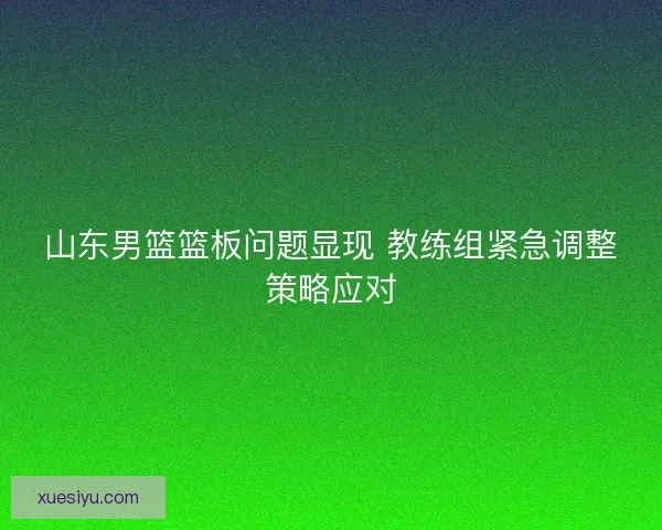 山东男篮篮板问题显现 教练组紧急调整策略应对