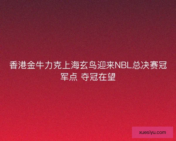 香港金牛力克上海玄鸟迎来NBL总决赛冠军点 夺冠在望
